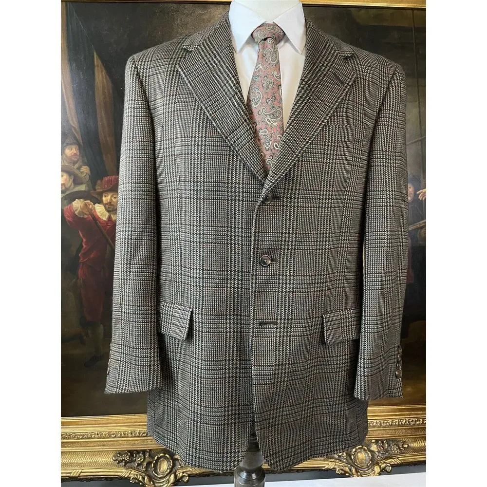 VTG‎ Tommy Hilfiger 40R USA MADE Glen Plaid Wool Tweed 3Btn Blazer Jacket Coat